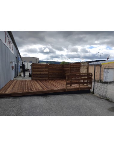 Terrasse bois pin autoclave marron striée - Pontarlier (25)