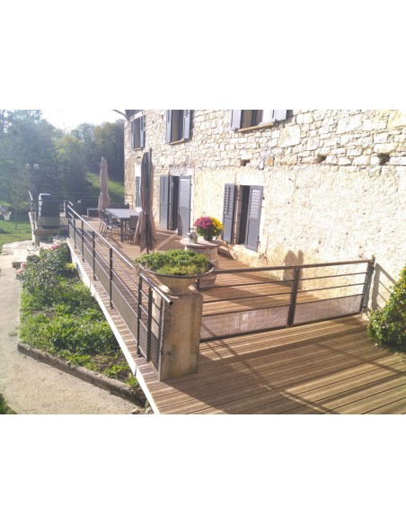 Terrasse bois pin autoclave marron 2 peignes