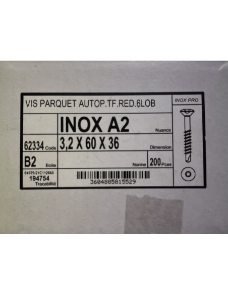 Visse Inoxydable  A2 3,2x60x36