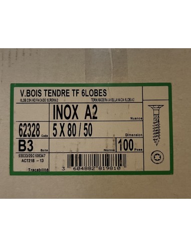 Visse Inoxydable  A2 5x80x50