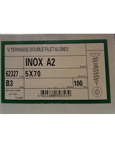 Visse Inoxydable  A2 5x70